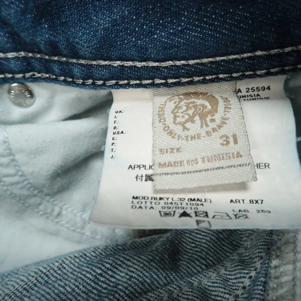 Diesel Jeans Mens 31x30 Blue Ruky Bootcut 5 Pocket Medium Wash Denim